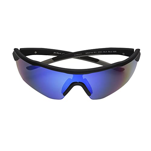 Rawlings Batter Up Youth Baseball Sunglasses, Matte Black/Sky Blue Mirror, 65mm2