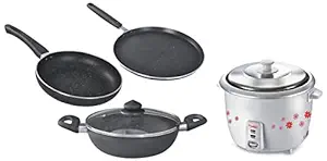 Prestige PRWO 1.8-2 700-Watts Delight Electric Rice Cooker with 2 Aluminium Cooking Pans + Prestige Omega