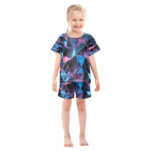 Pajama Sets Short Sleeve Abstract Structure Pattern Soft Cotton Summer Sleepwear 2 Piece PJS Size 5-14T4