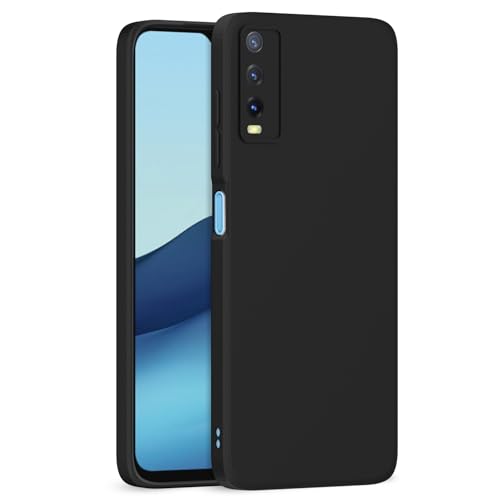 Image of Outlouders Back Cover for Vivo Y12s / Y20 / Y20i / Y20G | Camera Protection | Durable Soft Matte Silicone Bumper Case (Black)