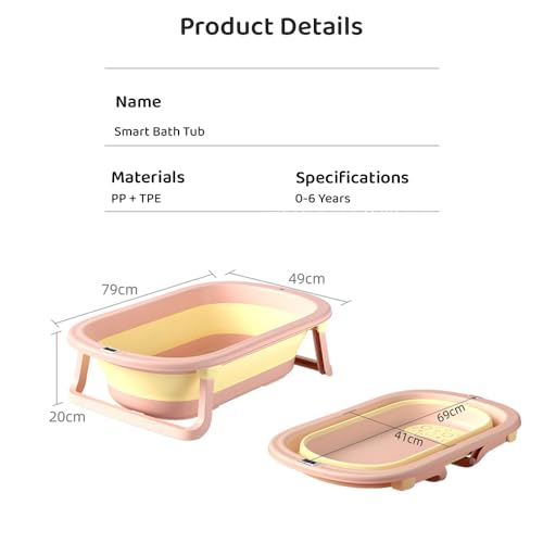 Image of StarAndDaisy Bath Tub for Baby 0-3 Years /Foldable Bath tub for Kids with Cushion & temerature Sensor, Space Saving Design, Newborn Baby Folding Bathing Tub Girls & Boys, Easy to Store -Pink