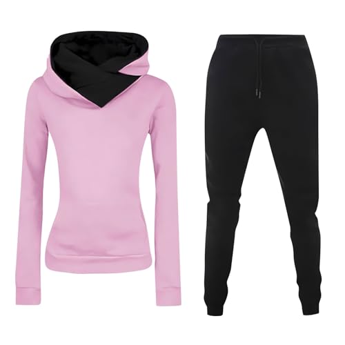 Conjunto de mulher, conjunto de mulher outono, camisola moderna dia festivo manga comprida tamanho grande trabalho com capuz adaptar confortável cor, #09-rosa, S