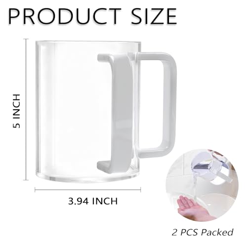 Tasse Netilat Yadayim en acrylique transparent avec doubles poignées blanches | Lot de 2 - 3