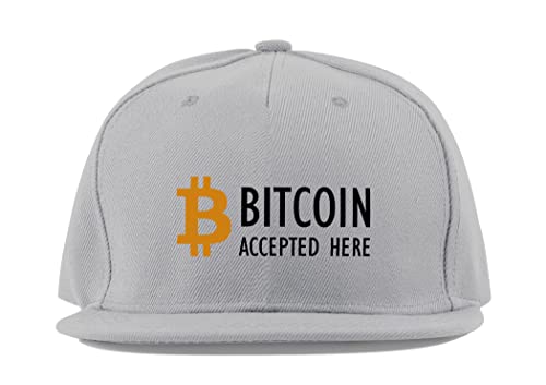 Casquette baseball Bitcoin grise visière plate en coton unisexe taille unique