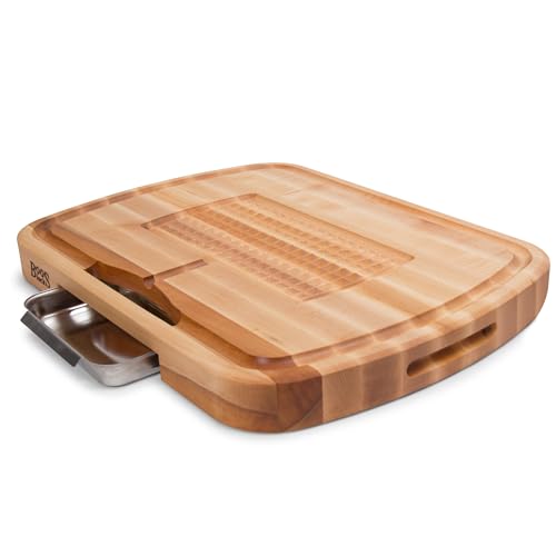 Boos Block Juice Groove Chopping Board With Drip Tray - Butchers Block Extra Thick - North American Hard Maple - 24 x 18 x 2.25 Inches