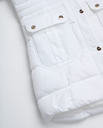 Dkny Girls' Winter Jacket - Bubble Puffer Parka Coat With Fur Trim Hood (Size: 7-16), Size 7/8, Off White #TOP3