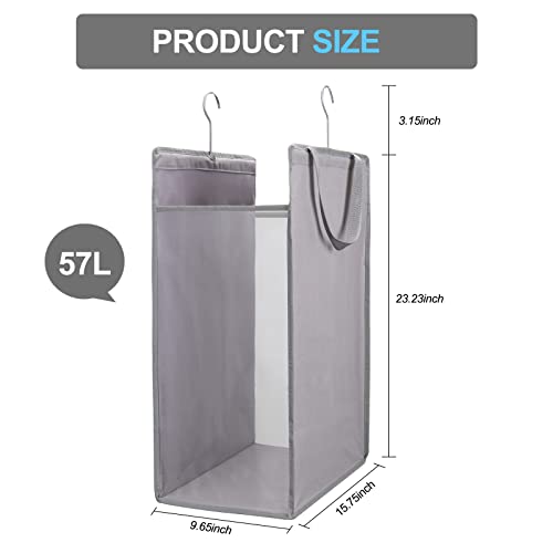 Fentec Hanging Laundry Hamper, Hanging Laundry Basket, Slim Laundry Hamper Bag With Handles, Portable Hanging Closet Hamper, Mesh Heavy Duty Hanging Laundry Bag Grey 2 Pack #TOP2