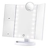 HAMSWAN Makeup Mirror Vanity Mirror with Lights, Lighted Makeup Mirror with 1X 2X 3X 10X Magnifying,