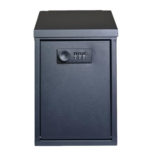 Boîte aux Lettres en Métal, 150x82x255mm Boîte aux Lettres Murale Verrouillable, Boîte aux lettres Murale en Acier, boîte aux Lettres Noire avec Serrure Combinaison pour Utilisation Bureau Maison Noir