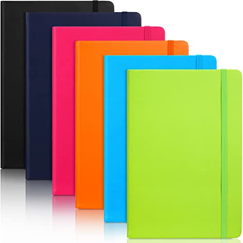 6 Pcs A5 Hardcover Journals Notebook Lined Journal Notebook with Pen Loop Hardcover Executive Notebook with Pocket 192 Pages Elastic Band Notebook Personal Stationery Notebook, 5.7 x 8.4 Inches