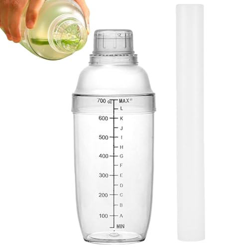 Coctelera para beber – Taza matcha, kit de coctelera de gran capacidad y martillo de limón | Actualice la coctelera con mediciones, mezclador de bebidas transparentes para café de bar