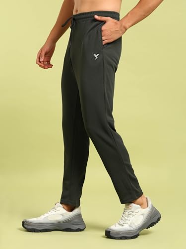 Image of TECHNOSPORT Men Mid Rise Solid Regular Fit Track Pant with Technodry, Antimicrobail for Gym, Workout, Sports and Regular Use