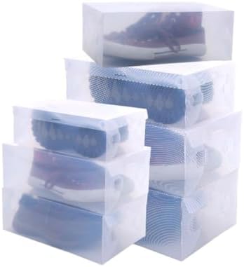 Mobestech 6pcs Plastic Stackable Shoe Boxes 28x18.5x9.5cm, Ventilated image 3