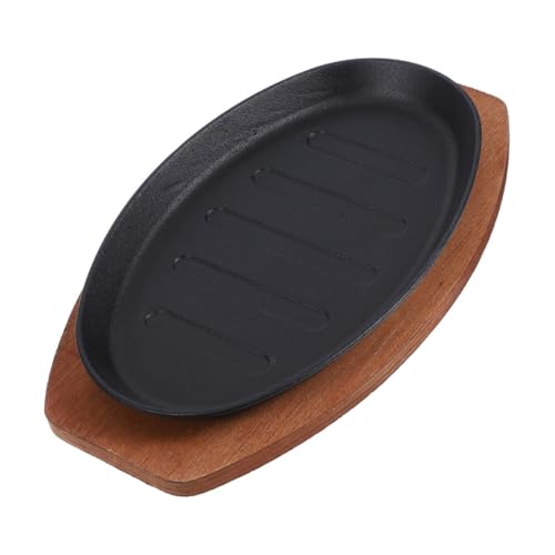 EXHUMKY Sartén Teppanyaki Antiadherente con Tapa para Fajitas y Carnes Compatible con Cocina y Parrilla Diseño Clásico y Resistente para Eventos y Catering