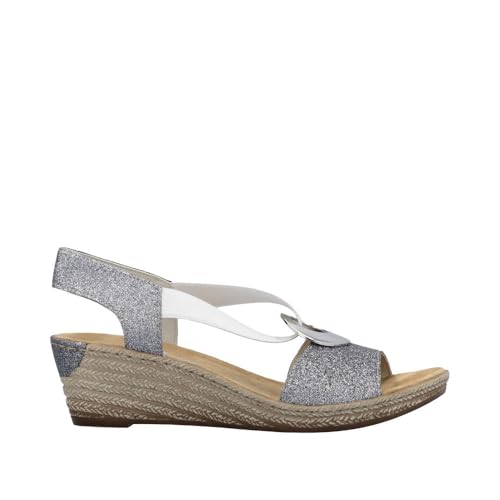 Image of Rieker 624H6 Fanni Women's Wedge Sandals - Lightweight, Comfortable and Supportive - Slip On Sandals with Cushioned Insole and High Wedge for Everyday Stylish Wear