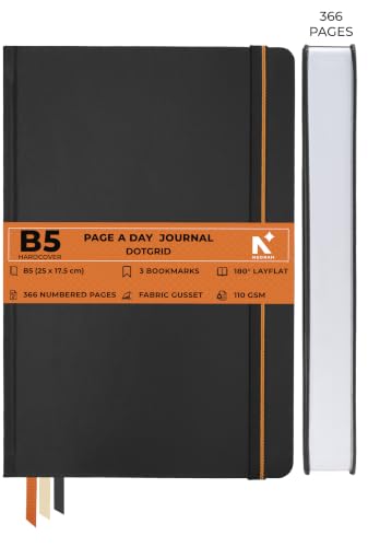 Image of NEORAH -B5 RULED | 368 Pages - 110 Gsm | PAGE A DAY JOURNAL (25x17.5 cm)-Hardcover RULED Notebook |Back Pocket |3 Silk Book Mark - Completely HANDMADE for Journaling,writing- BLACK