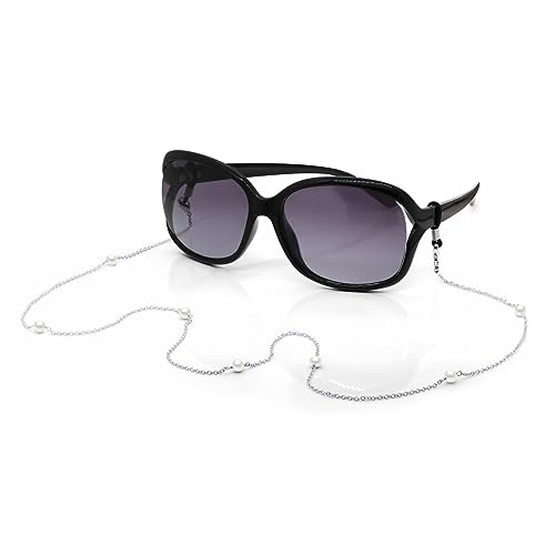 Chaîne pour lunettes en perles de culture et argent 925 de prestige