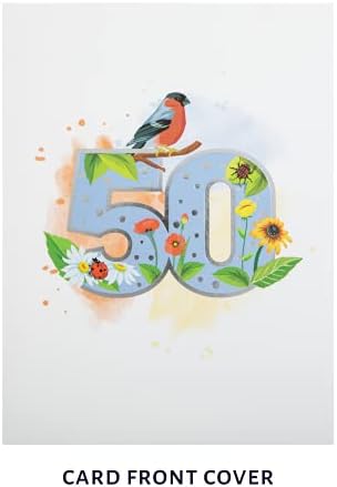 Cardology - 50th Birthday Pop Up Card - Floral 50th Birthday Card For Women