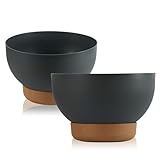 Tymar Pflanzschale für draussen, Blumenschale rund, Grabschale Kunststoff Matte (Kork/Anthrazit; ø 40 cm)