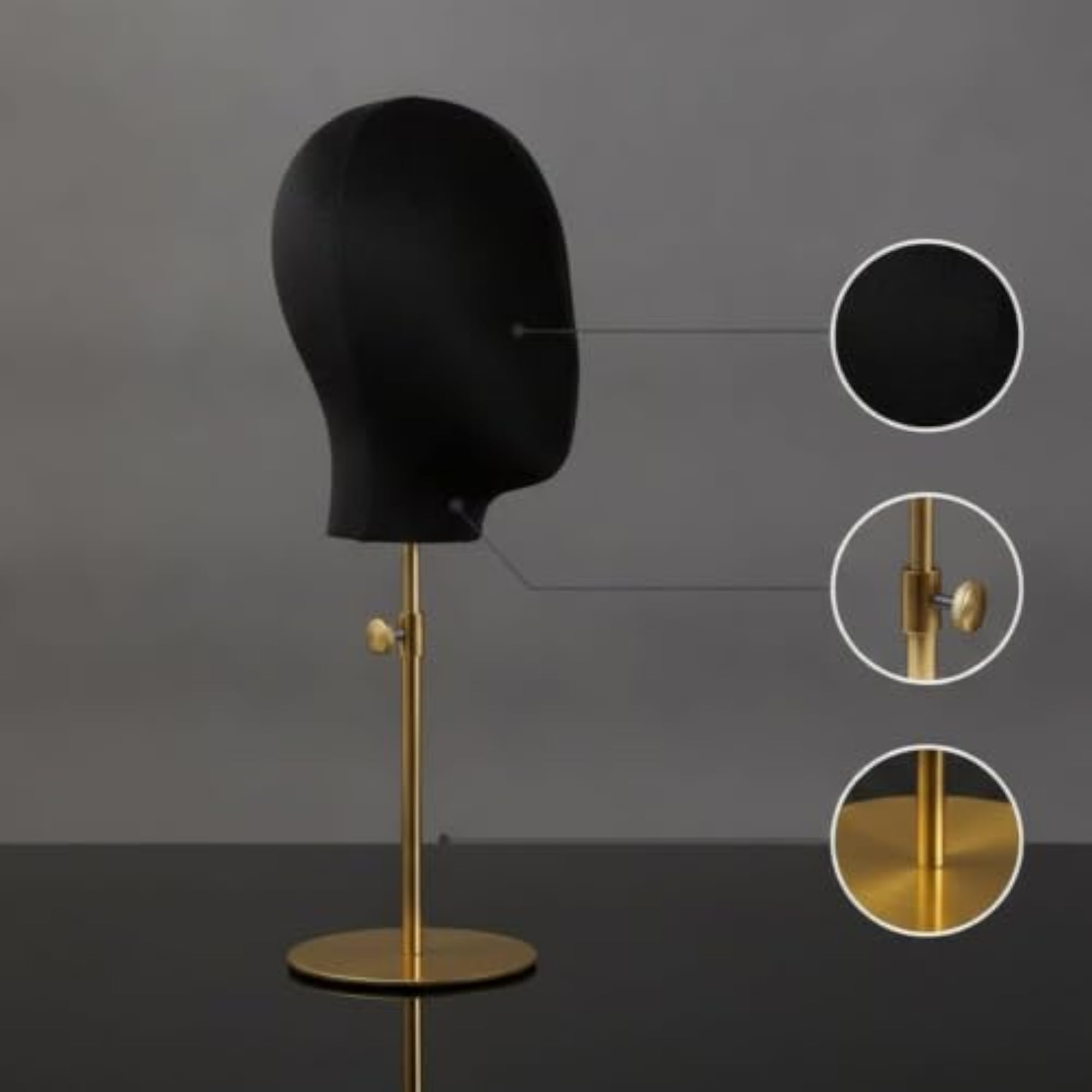 Adjustable Mannequin Head with Stand Textile-covered