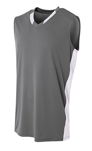 Maillot de basket pour homme sans manches graphite blanc A4 taille M
