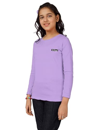 Image of KYDA KIDS Girl's 100% Cotton Antibacterial Full Sleeve Solid T-Shirt (Pack of 1)