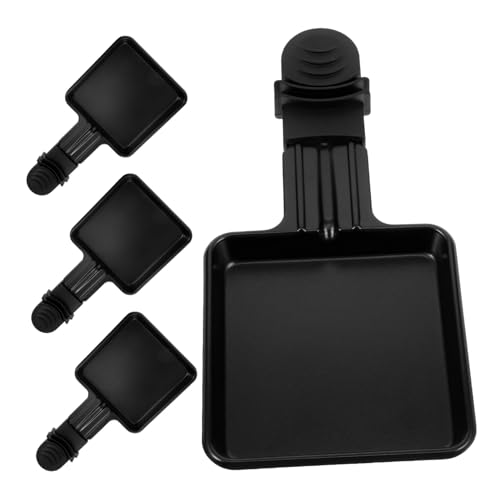Cabilock 4 Pièces Mini Poêlons Raclette Carrés Inox Plateau Barbecue Intérieur Résistant avec Poignée Anti-brûlure pour Fondue Au Fromage Lot