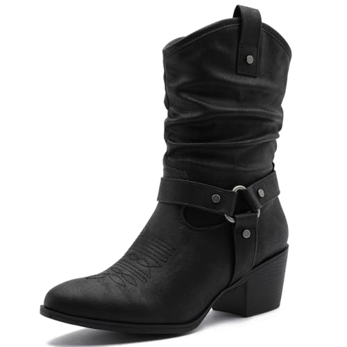Image of GLOBALWIN Women's Mid Calf Cowgirl Boots Western Boots For Women