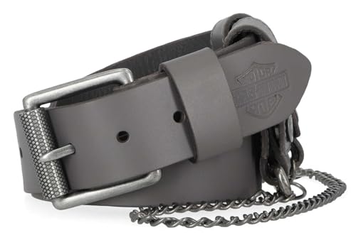 Harley-Davidson Women's Utility Fob Chain Genuine Leather Belt – Solid Gray