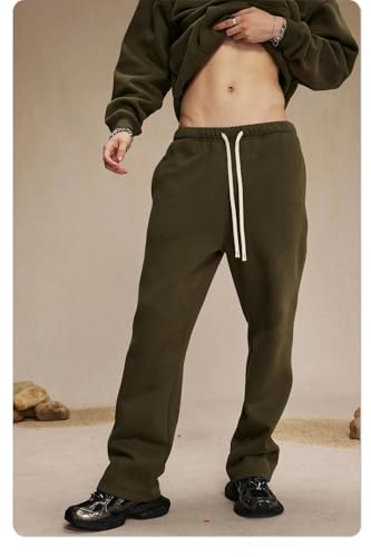 Men’s 350G Wool Pants Thick Straight Leg Sports Pants Casual Loose Jogging Pants with Fleece Insulation2