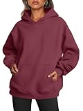 Trendy Queen Womens Oversized Hoodies Fleece Sweatshirts Fall Fashion Pullover Sweaters Winter Clothes Red M
