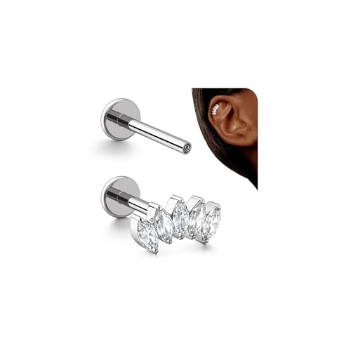 BodyBonita 16G Silver Stud Earrings Flat Back - G23 Titanium