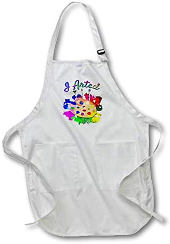 3dRose Full Length Apron - Funny and Colorful I Arted Art Design with Art Palette and Brushes. (apr_299227_1)