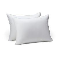 Amazon Basics Down-Alternative Pillows, Soft Density for Stomach and Back Sleepers - Standard (Pack of 2), White [Warehouse]