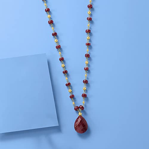 Ross-Simons 25.50 Ct. T.w. Ruby Station Necklace In 14Kt Yellow Gold. 20 Inches #TOP4