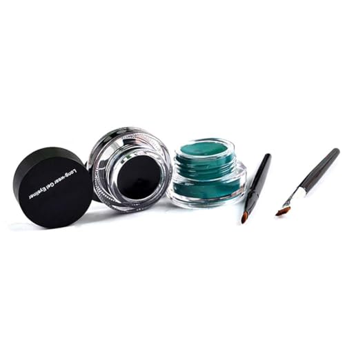 Eyeliner Dye Cream, 4 Types Gel Eyeliner Set, Crema de Delineador de Ojos de Larga Duración con Pinceles de Maquillaje para Ojos, Delineador de Ojos a Prueba de Agua (Negro+Verde)