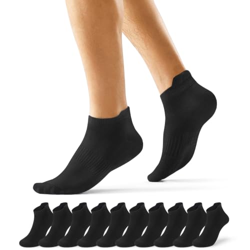 EKSHER Chaussettes Homme 39 42 Lot Soquette Femme 10 Paires Basses Coton Mini Socket Respirantes Sport Running Travail Randonnées Noir – vue 2