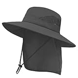 ZOORON Sun Hat for Men Women Fishing Hat with Neck Flap Wide Brim Bucket Hat UV Protection for Beach Camping Hiking