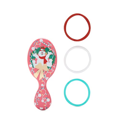 Wet Brush Mini Detangler Hair Brush Frost Kit, Ultra-Soft IntelliFlex Bristles, Detangling Brush Glides Through Tangles For All Hair Types (Wet Dry & Damaged), 1 Hairbrush & 3 Elastics