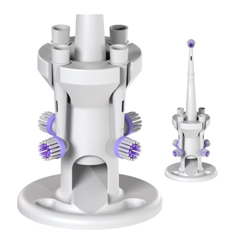 OCTOPODIS Electric Toothbrush Holder with draining System Compatible with Oral-B Holds 1 Electric Toothbrush and 4 Brush Heads White