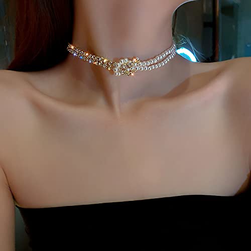 Collier de perles de culture d'eau douce, bijou blanc élégant pour soirée et mariage
