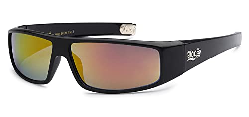9035 SUN-YELLOW MIRROR Lens Sunglasses | Gangster Designer Cholo Men Shades, Black, Adult