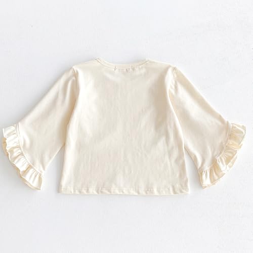 Image of Colorful Childhood Little Girls Ruffle Bat T Shirt Autumn Princess Girl Blouses Spring Tops