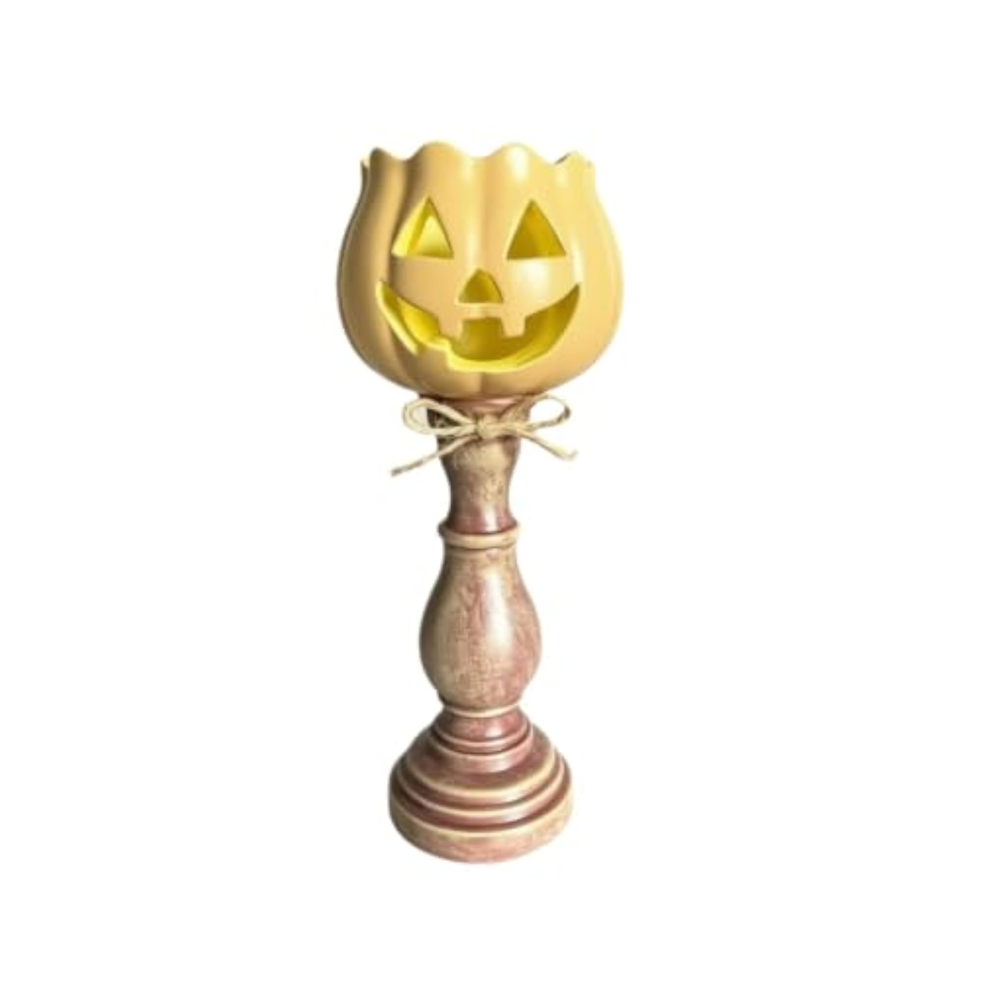 Pumpkin Tealight Holder with Pedestal, Distressed Finish