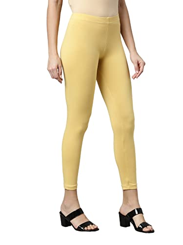 Image of GO COLORS Soft Cotton Stretch Cropped Leggings for Women | Breathable, Mid Rise