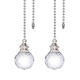 LONGSHENG - SINCE 2001 - Clear Crystal Prism Ball 30mm 2 Pieces Dazzling Crystal Ceiling Fan Pull Chain Pull Chain Extension with Connector for Ceiling Light Fan