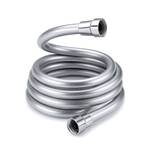 Flessibile Doccia Universale 180 cm Liscio in Acciaio Inox | Tubo Argento Antitorsione per Soffione e Miscelatore con Attacchi Standard 1/2” Girevoli ad Alta Resistenza