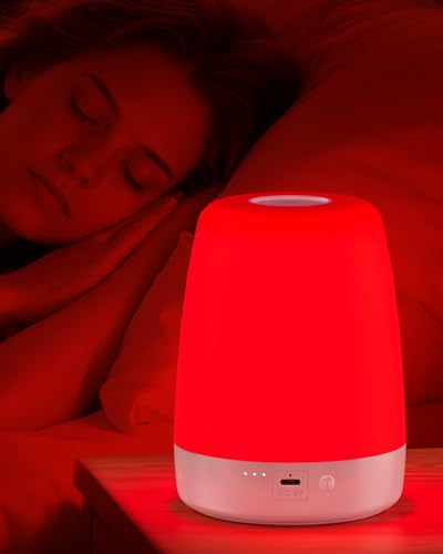 UTK Red Light Night Light Lamp for Sleep, 670nm Wavelength, 2 Color and 3 Brightness Options,Touch Control Red Light for Sleep Lamp for Adults & Kids Bedroom Use, Memory Function,2H Timer