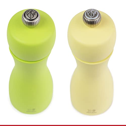 Peugeot Tahiti Duo Spring Salt And Pepper Mill Set 15Cm - 6". Green And Yellow #TOP3