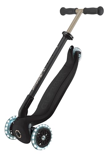 Globber - GO•UP Deluxe Lights 360 - Skalierbarer Tretroller, 3 Räder, mit Sitz und Modul 360, für Kinder von 15 Monaten bis 6 Jahren, Schwarz